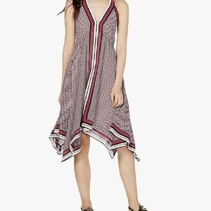 Elegant Red and White Patterned Dress